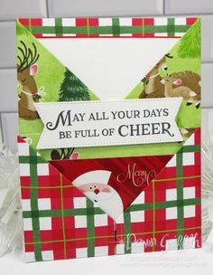 a christmas card with an envelope that says, may all your days be full of cheer