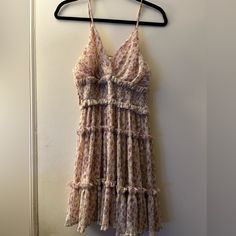 Fun Ruffled Beach Sundress. Lavender Floral. Size Small. New With Tags. Lavender Sleeveless Mini Dress With Ruffles, Purple Spring Dress With Ruffled Straps, Purple Ruffled Dress With Spaghetti Straps, Spring Dresses With Ruffled Straps In Purple, Purple Spring Dresses With Ruffled Straps, Spring Purple Dresses With Ruffled Straps, Purple Dresses With Ruffled Straps For Spring, Lavender Flowy Mini Dress, Purple Sleeveless Mini Dress With Ruffle Hem