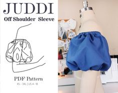 Off Shoulder Puffed Balloon Sleeve PDF Sewing Pattern (vintage sleeve ) This sleeve is available in 2 versions: 1.Sleeve with Armhole (for sewing into clothes) 2.Detachable Sleeve Pattern includes Written Sewing Instructions and Printing Plan   Sizes: XS-3XXL | US 4-18 Paper sizes available: - A4 paper - USLetter How much fabric is need: With a fabric width of 1.5 m (1.7 yd) - Fabric length -0.80 m (0.87 yd) ATTENTION:  - Seam allowances are NOT included in this pattern. It will be easier for yo Puffy Sleeves Pattern Free, Detachable Sleeves Pattern, Off Shoulder Sleeve Pattern, Puffy Sleeves Pattern, Clothes Flip, Balloon Sleeves Pattern, Into Clothes, Puff Sleeve Pattern, Sewing Pattern Vintage