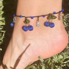 Handmade Crochet Anklet Blue Adjustable Crochet Anklet, Anklet Stack, Flower Diamond Ring, Star And Moon Necklace, Bracelet Summer, Gold Moon Necklace, Flower Statement Necklace, Betsey Johnson Necklace, J Crew Necklace