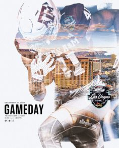 a collage of football players with the las vegas rams in the background and text that reads game day