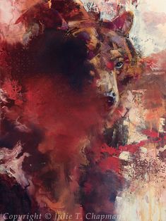 an abstract painting of a bear's head