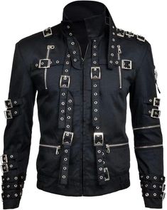 Amazon.com: III-Fashions Mens Vintage Biker Belted Concert Cotton Costume Black Jacket : Clothing, Shoes & Jewelry Michael Jackson Signature, Bad Cosplay, Michael Jackson Jacket, Rock Costume, Worst Costume, Black Cotton Jacket, Gothic Jackets, Over Jacket, Jackson Bad