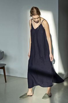 Navy linen slip dress for summer. This dark blue slip dress will be perfect linen summer dress for this season. This maxi navy dress is loose and comfy. This oversized slip dress is perfect for lazy days at home or as maxi dress street style. We created this ankle high dress to be breezy and fun. This blue linen slip dress will be your go to dress this summer. Wear you perfect long linen dress for summer parties or as maxi beach dress. Long dark blue dress / maxi loose dress / long linen slip Linen Sundress For Daywear, Linen Sundress Maxi Dress For Daywear, Summer Linen Dress For Brunch With Relaxed Fit, Summer Brunch Linen Dress Relaxed Fit, Unlined Linen Sundress Maxi Dress, Chic Linen Maxi Sundress, Summer Linen Dress Suitable For Daywear, Summer Ramie Linen Dress For Daywear, Summer Linen Ramie Dress