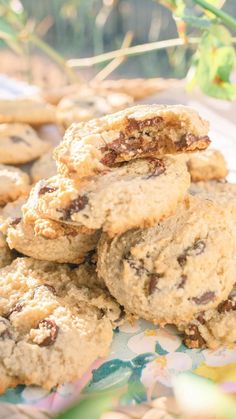 a pile of cookies sitting on top of a table