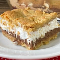 a piece of dessert sitting on top of a white plate