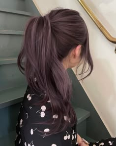 Black To Lavender Hair, Light Violet Brown Hair, Ash Brown Purple Hair, Cool Toned Lowlights, Coloured Straight Hair, Dusty Purple Hair Color, Artistic Hair Color, Brown Purple Hair Color, Purple Balayage On Black Hair