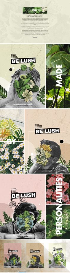 a series of photoshopped images showing different types of flowers and plants in various colors