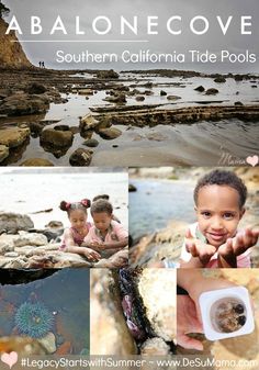 a collage of photos with the words abaone cove and images of children playing in water