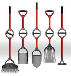 four different types of brooms and mop attachments