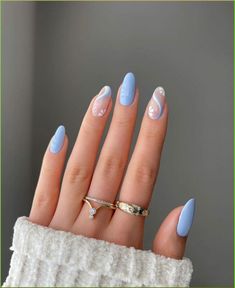 Christmas Nail Art Inspiration for Short Nails Step Up Your Christmas 2023 | Winter Nail Inspo Ideas Uñas, Baby Blue Nails, Cute Spring Nails, Almond Acrylic Nails, Nails Desing, Nail Designs Spring, Nail Arts, Acrylic Nail Designs, Nails Inspo