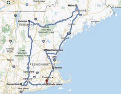 a map shows the route from new hampshire to boston