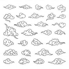 clouds in different shapes and sizes on a white background