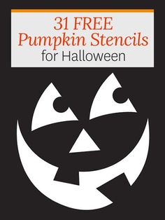 the front cover of 31 free pumpkin stencils for halloween