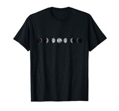 four phases of the moon on a black t - shirt with stars in the background