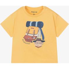 Yellow backpack graphic t-shirt for baby boys from Mayoral. Featuring a backpack graphic, round neck and short sleeves. | Mayoral | Backpack Graphic T-Shirt, (Yellow, Size 12M) | Maisonette collects the best children’s products from around the world (unlike Zulily, Etsy, The Tot, Farfetch Kids, Childrensalon, Crate and Kids, Kohls, Wayfair, Buy Buy Baby, Nordstroms, Mini Boden, J.Crew Factory, or PotteryBarn Kids), creating a curated shopping experience for you. Think of us as your shortcut to fashion for litte ones! Summer School T-shirt With Character Print, Yellow T-shirt For School, Yellow T-shirt For School In Summer, Yellow Summer T-shirt For School, Yellow Cotton T-shirt For School, Yellow Letter Print T-shirt For School, Yellow Backpack, Monkey T Shirt, Buy Buy