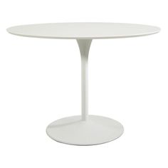 a white table with an oval base