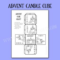 the adventure candle cube is shown in black and white, with instructions to make it