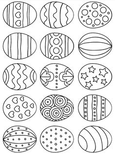 an easter egg coloring page with different designs and colors to print out for the kids