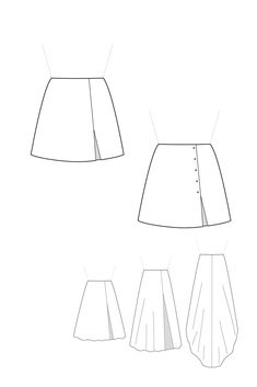 the front and back views of a skirt