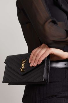 Ysl Bag Clutch, Ysl Clutch Outfit, Ysl Wallet On Chain Outfit, Black Luxury Bag, Ysl Wallet On Chain, Clutch Outfit, Visualization Board, Ysl Purse, Ysl Clutch