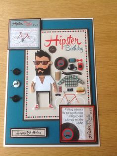 a birthday card with an image of hipster on it