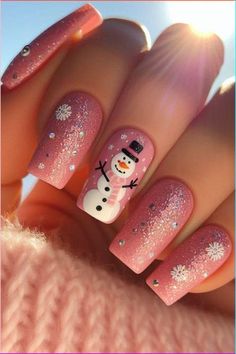 Winter Fingernails, Bordeaux Nails, Christmas Nails Idea, Christmas Nail Trends, Pink Christmas Nail, Christmas Nail Design, Christmas Nail Art Ideas, Christmas Nail Art Easy, Nail Trend