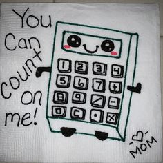 a towel with an image of a calculator and the words you can't count on me