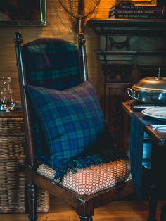 Black Watch Tartan 18 Inch Pillow Weston Table Tartan Home Decor, Scottish Interior Design, Scottish Bedroom, Highland Cottage, Tartan Decor, Scottish Interiors, Gothic Farmhouse, Lodge Bedroom, Scottish Decor