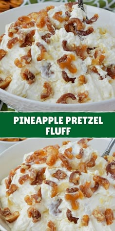 this pineapple retzel fluff dip is the perfect appetizer for any party