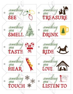 christmas gift tags with words on them