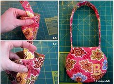 the instructions for how to sew a small purse with fabric and leather linings