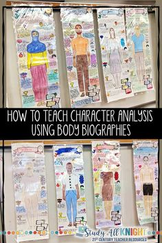 an image of how to teach character and analss using body biographs in the classroom