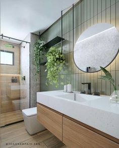 a bathroom with a sink, mirror and toilet