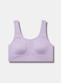 Matching style(s): 13886650 & 16925543 FIT Light padding for support and shape. Model is wearing size 1. MATERIALS + CARE Ribbed knit fabric. 94% nylon, 5% spandex, 1% cotton. Wash cold; dry low. Imported plus size bra. Details Front scoop neck. Back scoop neck. Fixed straps. Seamless construction for smooth look under clothes. The best plus size women's seamless scoop bralette bralettes in lilac breeze made of seamless. Disney Leggings, Shoes For Leggings, Plus Size Bra, Matches Fashion, Swim Bottoms, Bandeau Top, Hosiery, Bralette, Scoop Neck