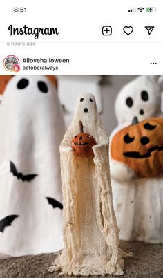 two fake ghost with pumpkins in front of them and the caption instagram