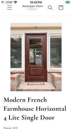 the modern french farmhouse door is made from wood