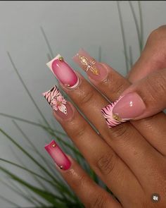 Mexico Nails Ideas, Birthday Short Nails, Nail Ideas Birthday, Pink Cute Aesthetic, Birthday Nail, Crazy Nail Designs, Girly Acrylic Nails, Flower Nail Designs, French Acrylic Nails