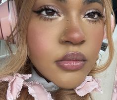 Pink Makeup Looks Brown Skin, Janiyah Core, Pink And Brown Makeup, I’m Cold Makeup, Pink And White Makeup, Tan Skin Makeup, Ballerina Makeup, Girly Makeup