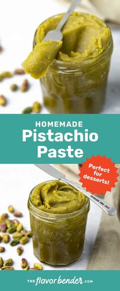 homemade pistachio paste recipe in a jar