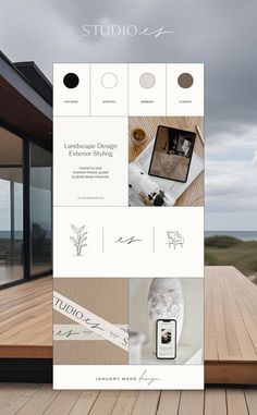 the website is designed to look like it has been built into a wooden deck with glass doors