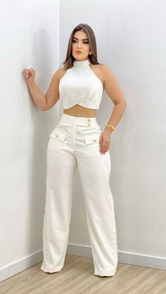 Luxury Palazzo Set For Women, Elegant Formal Palazzo Set With Self Design, Elegant White Cambric Palazzo Set, Elegant Off-white Fitted Palazzo Set, Palazzo Outfit, Women Trousers Design, Steampunk Clothing, Jeans And Boots, Moda Fashion