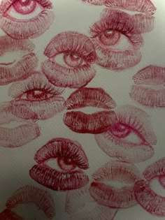 the lips are drawn on paper with red ink