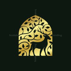 the silhouette of a giraffe standing in front of an arch with leaves on it