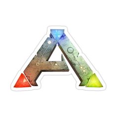 a sticker with the letter a in it's center and colorful lights around it