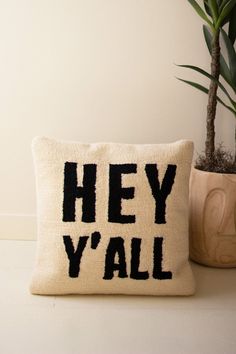 Hey Y'All Hand-Hooked Pillow - Chapin Furniture Appalachian Aesthetic, Bed Accent Pillows, Hand Hooked Pillows, Montana House, Hooked Pillow, Room Theme, Makeover Bedroom, Bedroom Decorations, Hey Yall