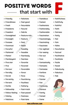 a poster with words that start with f