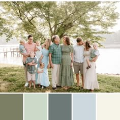 Extended family session in summer color palette Family Of 5 Color Scheme, Family Photos Pastel Colors, Color Palette For Photos Family Pictures, Spring Family Photos Color Scheme, Summer Color Palette Photoshoot, Large Family Photo Shoot Ideas Summer, Extended Family Photo Color Palette, Family Photo Color Scheme Spring Colour Palettes, Spring Extended Family Pictures Outfits