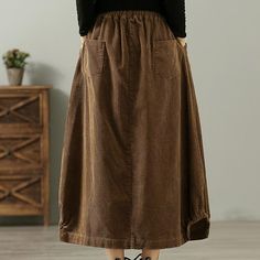 Details: Gender: Women Item Type: Skirt Material: Corduroy Season: Spring, Autumn, Winter Pattern: Solid Style: Casual, Loose Waist Type: Elastic Size: One Size Waist: 70.00 - 100.00 cm/ 27.56 - 39.37 " Length: 77.00 cm/ 30.31 " Hip: 138.00 cm/ 54.33 " Loose Skirt, Winter Pattern, Loafer Slippers, Winter Skirt, Skirt Jumpsuit, Dress Accessories, Suits You, Bottoms Pants, Denim Dress