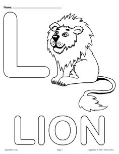 the letter l is for lion coloring page with an image of a lion on it